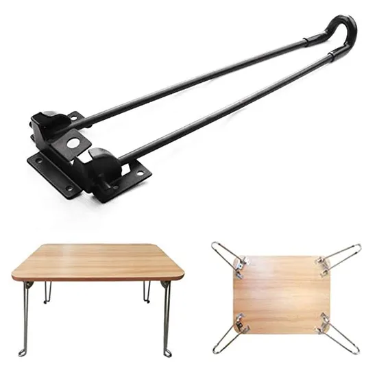 Patas de mesa de acero con forma de horquilla plegables con bloqueo de 90 grados, resistentes, desmontables, diseño Retro Industrial para mesas de losa de madera