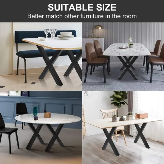 Caballetes en forma de X Patas de mesa de centro de comedor de metal Patas de muebles de oficina Banco de madera de hierro fundido Patas de marco negro antioxidantes para exteriores para mesa de consola Pies de parques DIY