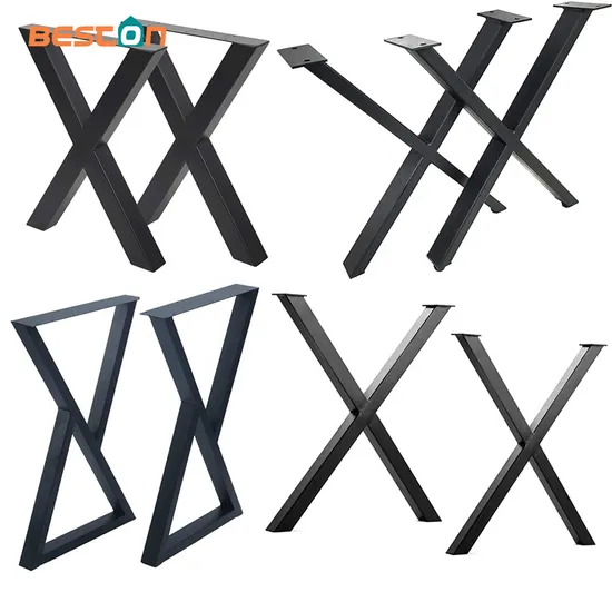 Caballetes en forma de X Patas de mesa de centro de comedor de metal Patas de muebles de oficina Banco de madera de hierro fundido Patas de marco negro antioxidantes para exteriores para mesa de consola Pies de parques DIY