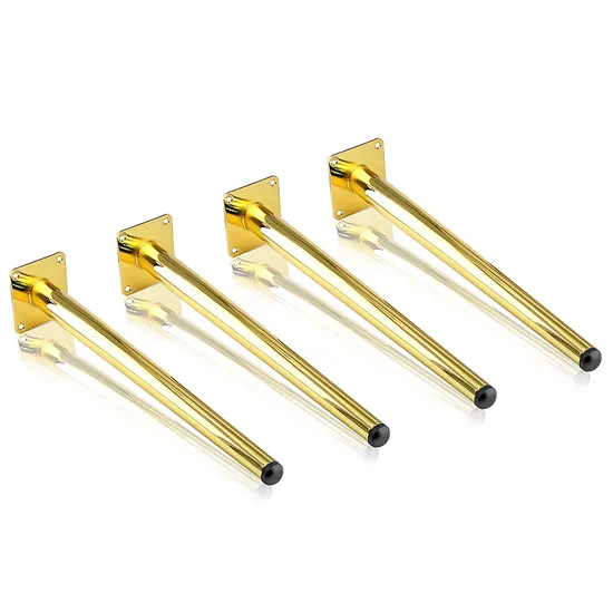 Patas de silla de metal dorado/negro cónicas de lujo modernas de 16': mejoras elegantes para gabinetes y bancos de mediados de siglo