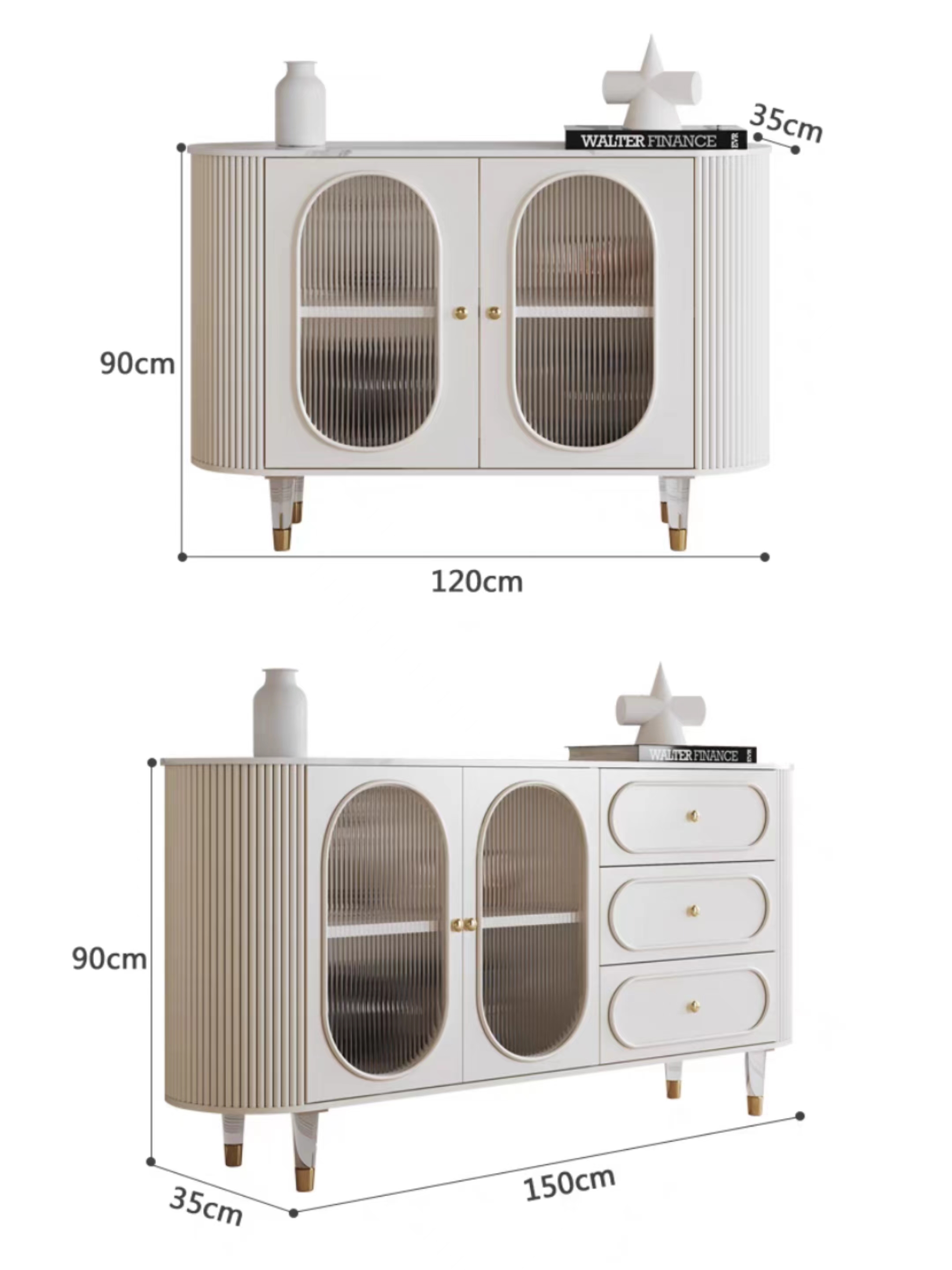 Aparador crema franc&eacute;s Tapa de piedra Pata acr&iacute;lica Gabinete de almacenamiento de madera Restaurante Cocina Sala de estar Muebles para el hogar Aparador@详情11