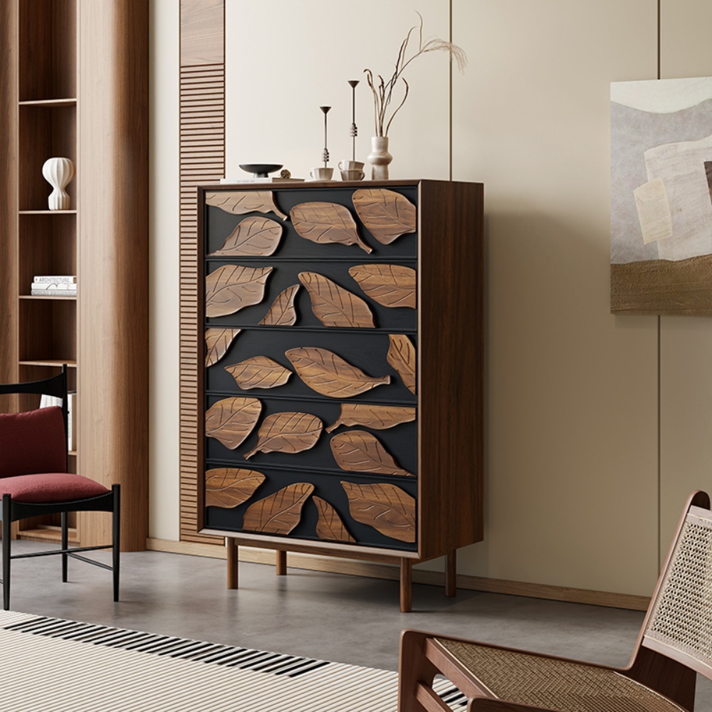 Gabinete de almacenamiento lateral antiguo de madera maciza: diseño vintage simple para entrada y dormitorio