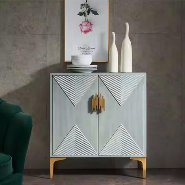 Aparador de madera maciza de lujo ligero con cajones ocultos para comedor y cocina
