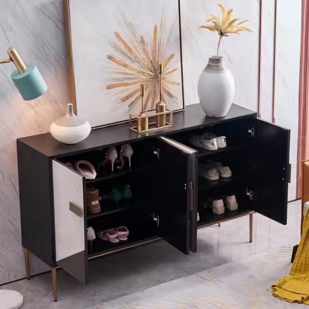 Aparador moderno y sencillo de madera maciza, almacenamiento de comedor multifuncional con 3 cajones