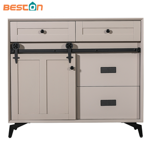 Gabinete buffet rústico de madera maciza con puerta corrediza de granero para comedor/cocina