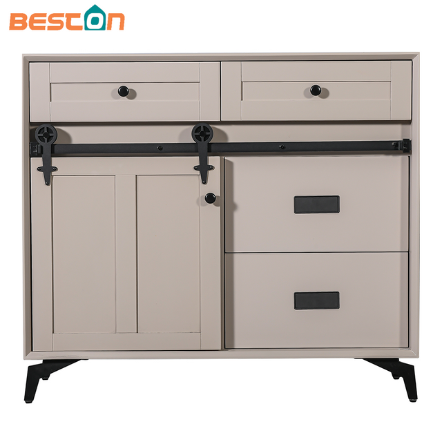 Gabinete buffet rústico de madera maciza con puerta corrediza de granero para comedor/cocina