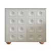 Mesa consola nórdica moderna de madera maciza - Soporte para TV con 3 cajones y estantes abiertos para sala de estar