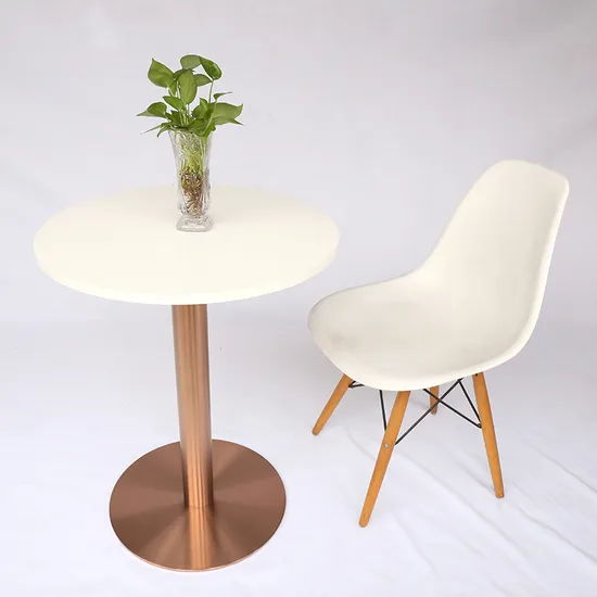 Base de mesa de comedor de acero inoxidable, mármol y latón cepillado único, venta al por mayor