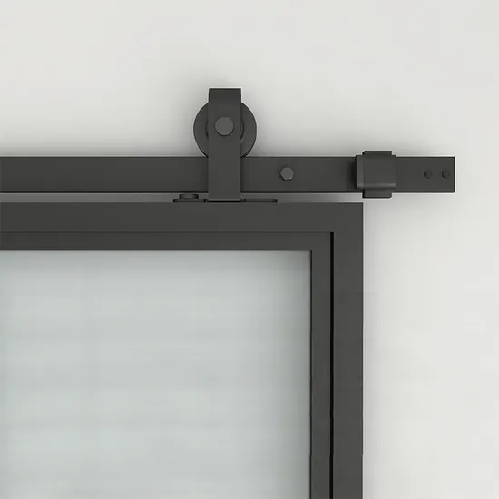 Puerta de granero de cristal corrediza con marco de metal negro de estilo francés moderno para uso doméstico