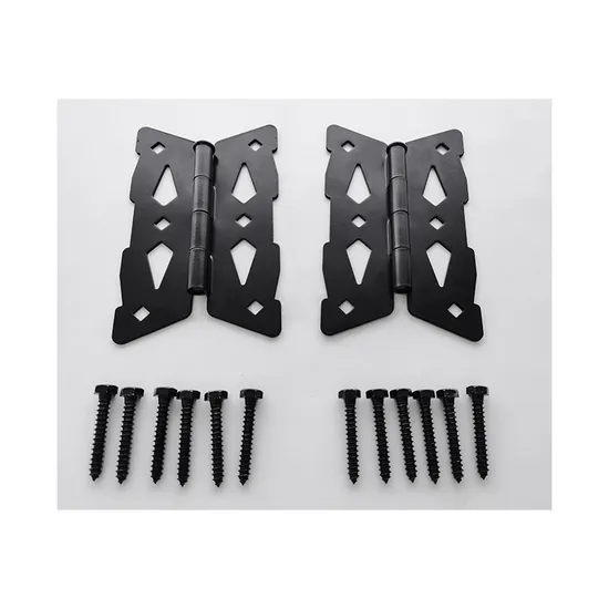 Bisagra de puerta tipo mariposa decorativa de metal negro - 1 par para puertas de madera