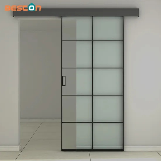 Puertas corredizas de granero de hierro y vidrio personalizadas con herrajes