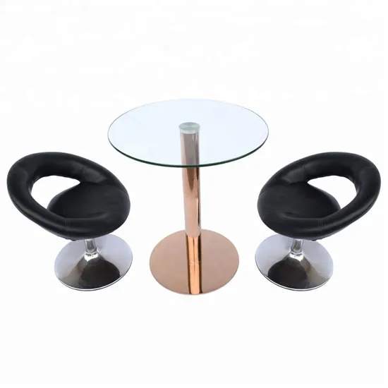 Base de mesa de comedor y cafetería con tapa de cristal redonda estable Glastisch Edelstahl de una sola pierna