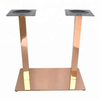 Base de mesa con patas de muebles de metal construido en oro rosa con base rectangular