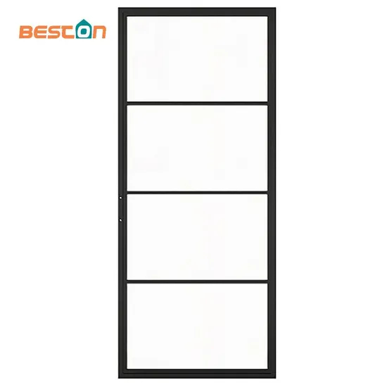 Puertas de vidrio francesas con marco de acero y acabado en polvo negro estilo corredizo