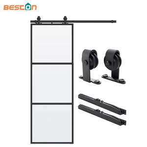 Mecanismo de montaje Interior, Kit de herrajes para puerta de Granero, puerta corrediza de vidrio