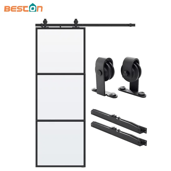 Mecanismo de montaje Interior, Kit de herrajes para puerta de Granero, puerta corrediza de vidrio