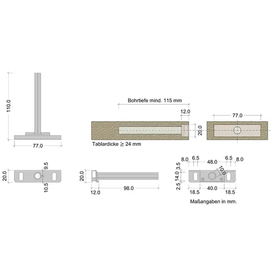 Kit de hardware doméstico surtido para estantes de madera, soporte flotante