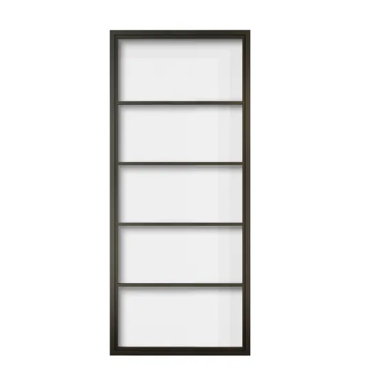 Puerta de vidrio batiente con marco de acero negro con bisagras para uso interior