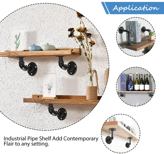 Soporte de tubo de hierro, estante flotante montado en la pared, decoración de Hardware de pared colgante