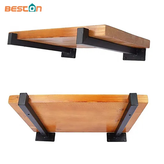 Soportes de estante flotantes negros de 8 pulgadas, soportes de estante cuadrados montados en la pared retro