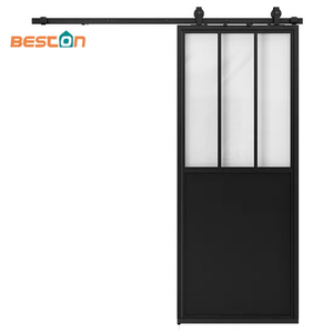 Marco de puerta de baño de metal con puerta corrediza de vidrio con marco de acero