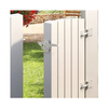 Kit de pestillo y bisagra para puerta de granja con cierre automático, ajustable, resistente y con recubrimiento en polvo blanco, para cercas de madera y vinilo/PVC