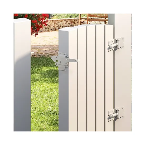 Kit de pestillo y bisagra para puerta de granja con cierre automático, ajustable, resistente y con recubrimiento en polvo blanco, para cercas de madera y vinilo/PVC