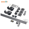 Riel para puerta de granero corrediza plegable – Montaje superior negro para 4 puertas, acero resistente, uso interior/exterior