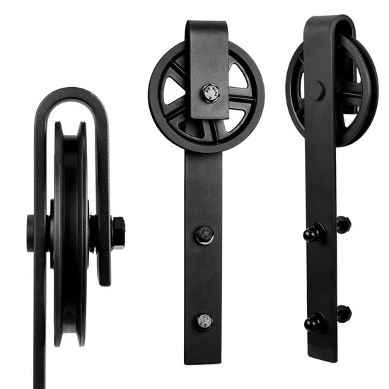 Kit de herrajes para puerta corrediza de granero con rueda de radios | Solución de puerta interior de madera con acero cromado | Uso industrial y doméstico