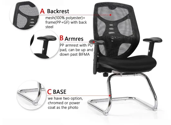 Silla de oficina giratoria de malla de alta tecnología Silla de oficina de tela negra