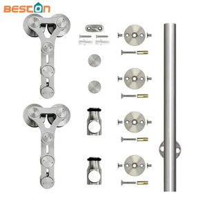 Kit de herrajes para puerta corrediza de granero de acero inoxidable 304 | Acabado cromado para puertas de madera | Soluciones comerciales y para interiores de servicio pesado