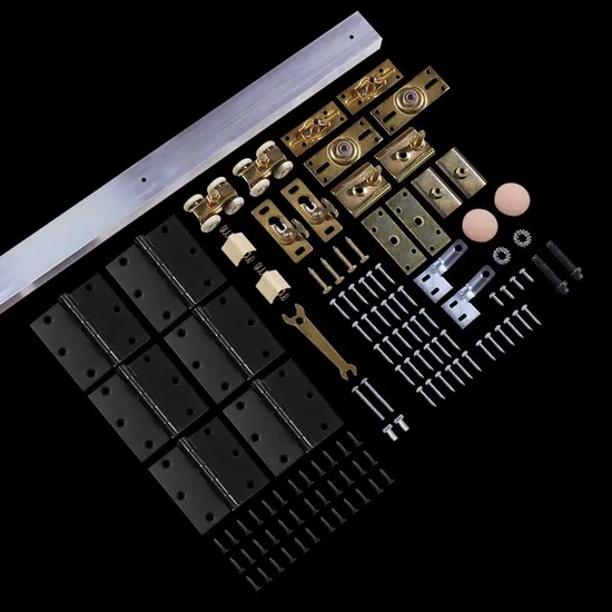 Kit de herrajes para puertas enrollables con herrajes para puertas plegables Bi individuales con rodillos de 4 ruedas