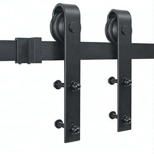 Kit de rodillo superior curvo de acero fundido sólido con recubrimiento en polvo negro – Resistente para instalación de puertas de granero de madera