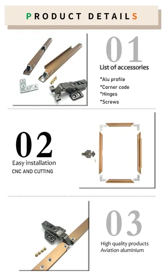 Perfiles de extrusión de aluminio deslizantes para guardarropa Tock para gabinetes de cocina, marco de puerta de armario