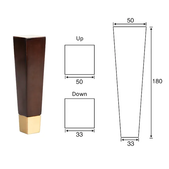 Patas de muebles de madera torneadas y moldeadas de 18 cm para camas y sofás con copas de metal para patas - Piezas de repuesto para bricolaje