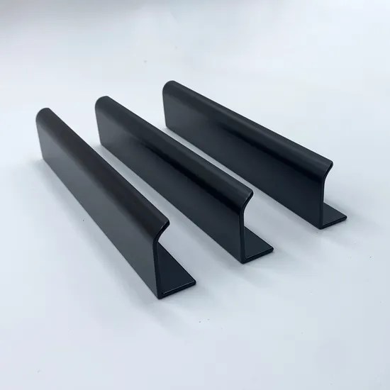 Manija negra de cocina para cajón, mueble de aluminio moderno, tirador de dedo con borde