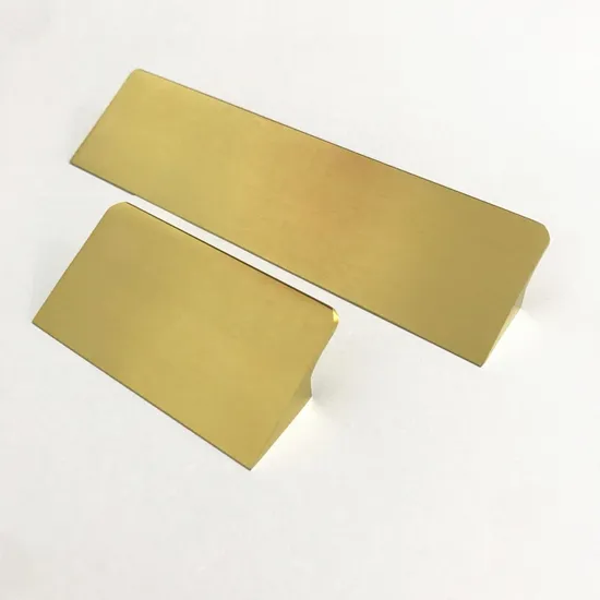 Muebles de armario, cocina, gabinete de aluminio, mango cepillado de latón dorado