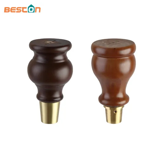Patas de sofá de madera maciza de cono oblicuo en forma de I con copas de pie de metal y accesorios de madera