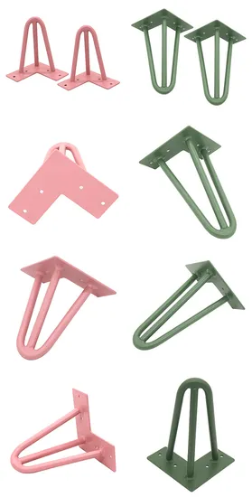 Patas de horquilla de acero resistentes de 6 pulgadas (juego de 4, carga de 200 libras) - Moderno de mediados de siglo para mesas de café y gabinetes