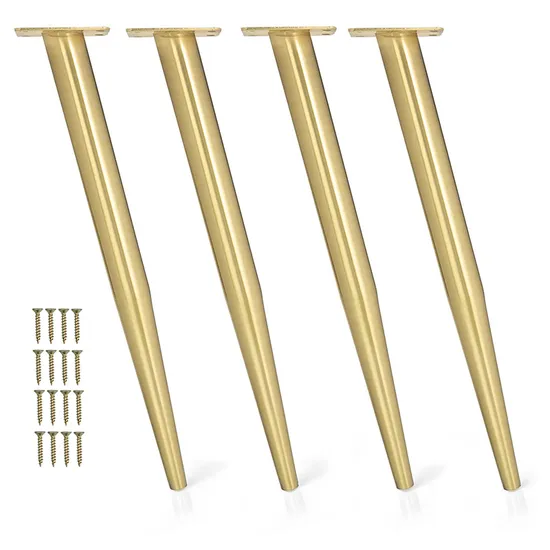 Patas de silla de metal cónicas doradas/negras de lujo modernas: 16' para gabinetes, mesas de café y sillas elegantes