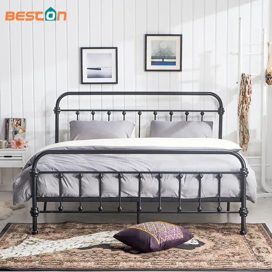 Cama con cabecera y pie de cama Estructura de cama de hierro forjado
