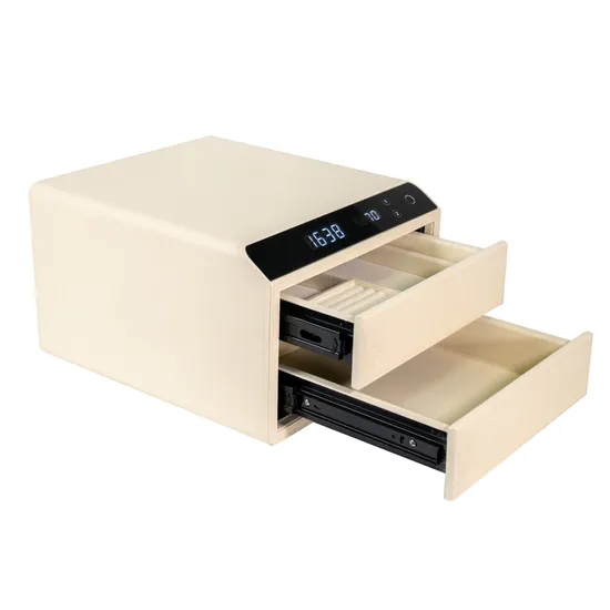 Caja fuerte de cuero inteligente para el hogar, caja fuerte biométrica Digital con huella dactilar para joyería, cajón de seguridad
