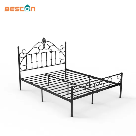 Muebles de dormitorio Lit Complet Cama de hierro forjado Marco de cama con plataforma de metal