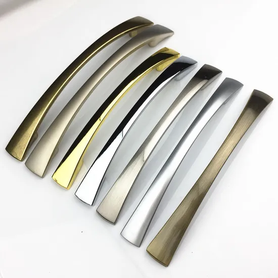 Hardware de muebles Arco de aleación de zinc Cepillo curvo Tirador de gabinete de cocina de níquel