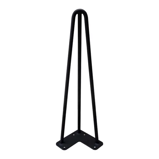 Patas de horquilla de acero negro mate, 2 varillas, mesita de noche/base de mesa para muebles de café y comedor