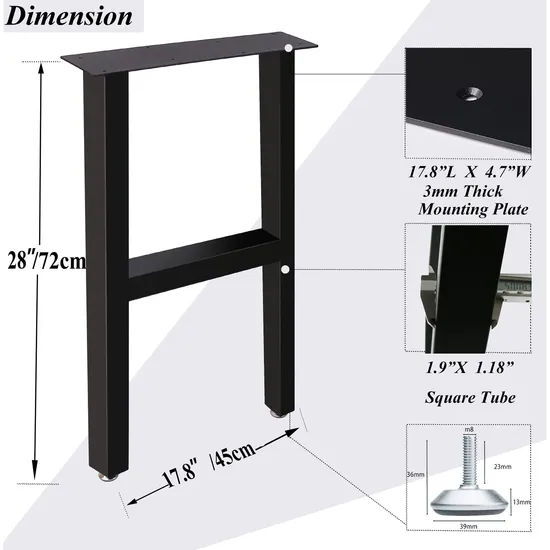 Patas de mesa de metal con forma duradera, venta al por mayor, estilo industrial